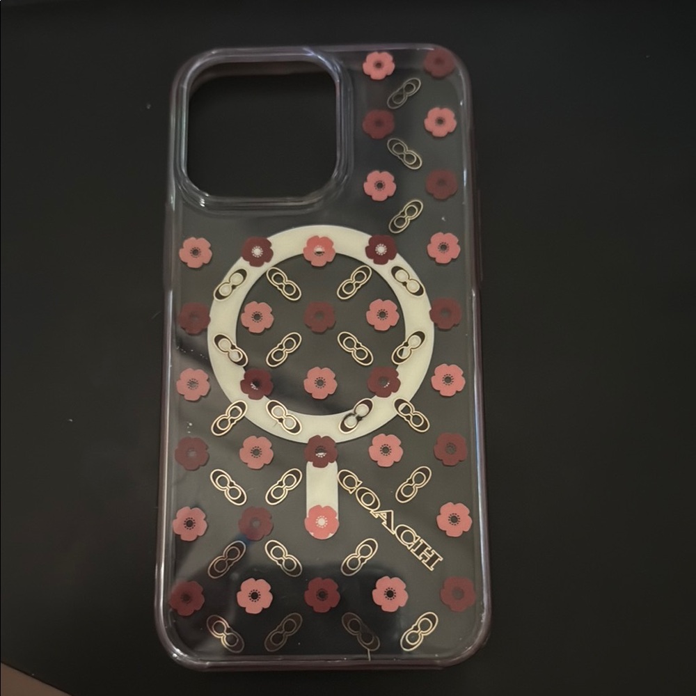 Coach Floral Pattern Phone Case - Pink and Red